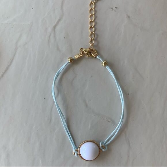 𝅺Aqua/Gray/White/Gold Boho Bracelets Set of 4 - Picture 7 of 12